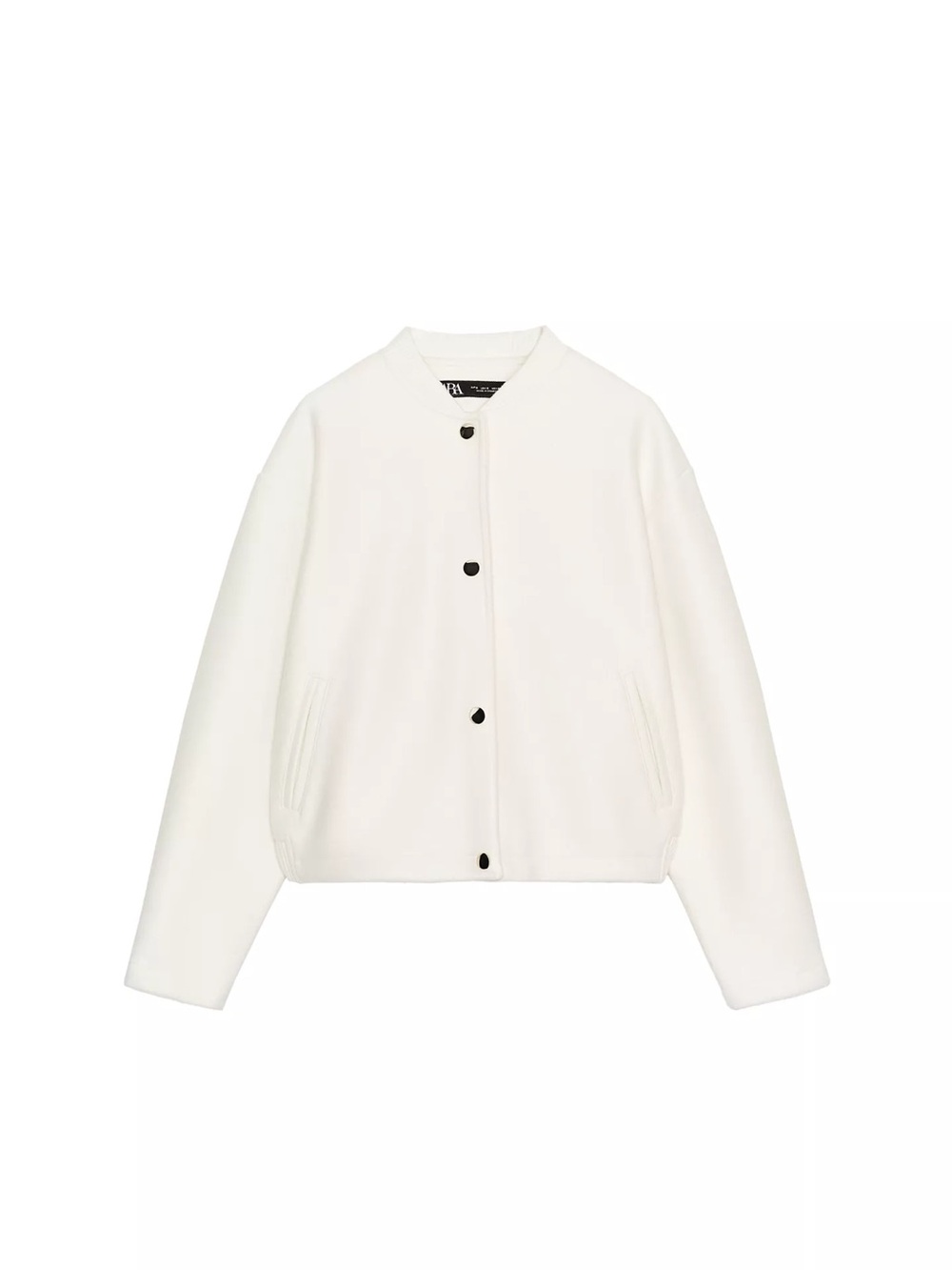 Zara Cream Bomber Jacket with Black Snap Buttons